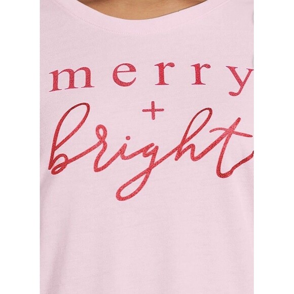Holiday Time Women's MERRY & BRIGHT Christmas TEE Size 2X(20) - Picture 4 of 5